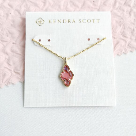Kendra Scott Framed Abbie Light Burgundy Necklace - Picture 1 of 4